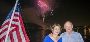 Dad and Meredith with fireworks cropped