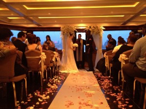 wedding ceremony aboard a yacht